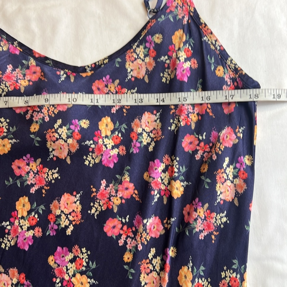 Floral Slip Chemise - Black with Pink Rose Print - Picture 3 of 10